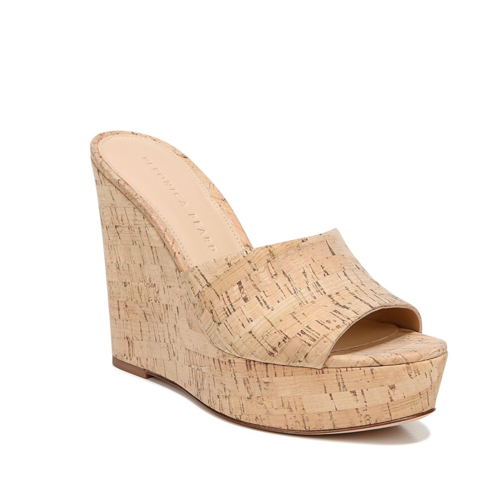 Veronica Beard Dali Cork Wedge Sandals 7 Tan Neutral Cork Platform